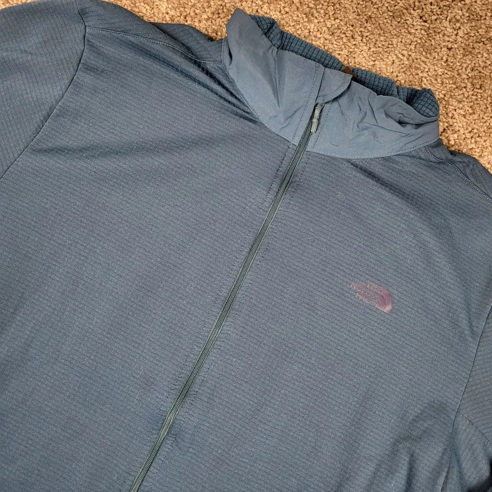 The North Face Full Zip Fleece Mens Large Blue NF0A5364 Grid Jacket